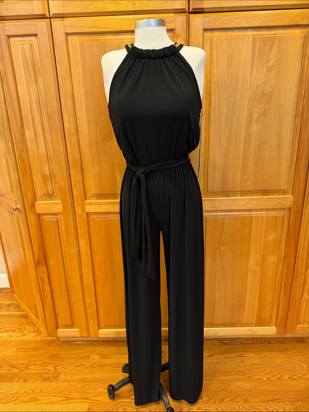 Jennifer Lopez Black Halter Jumpsuit with Self-Tie Waist